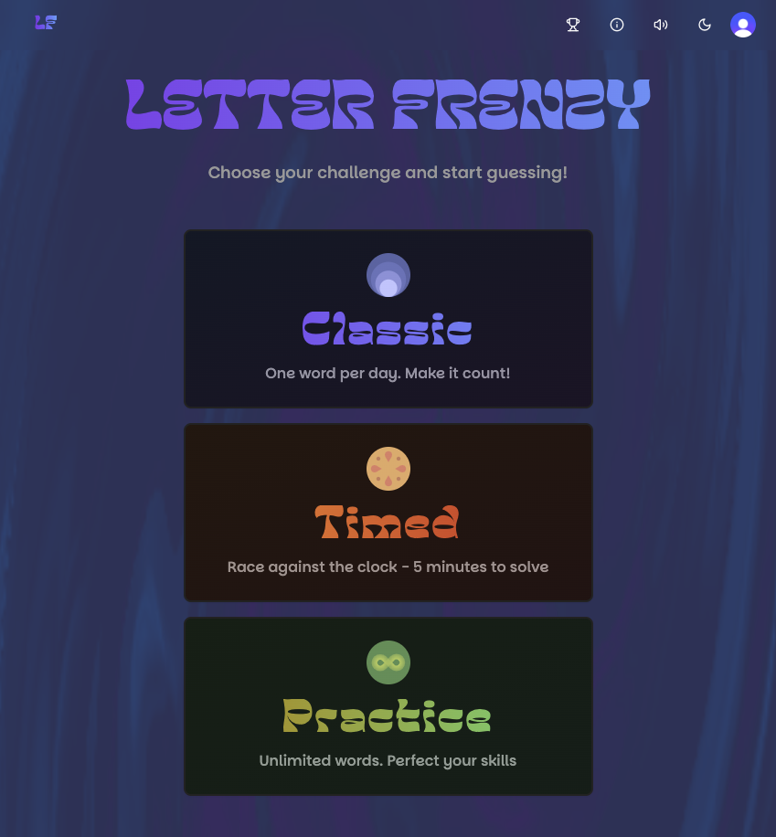 Letter Frenzy Homepage